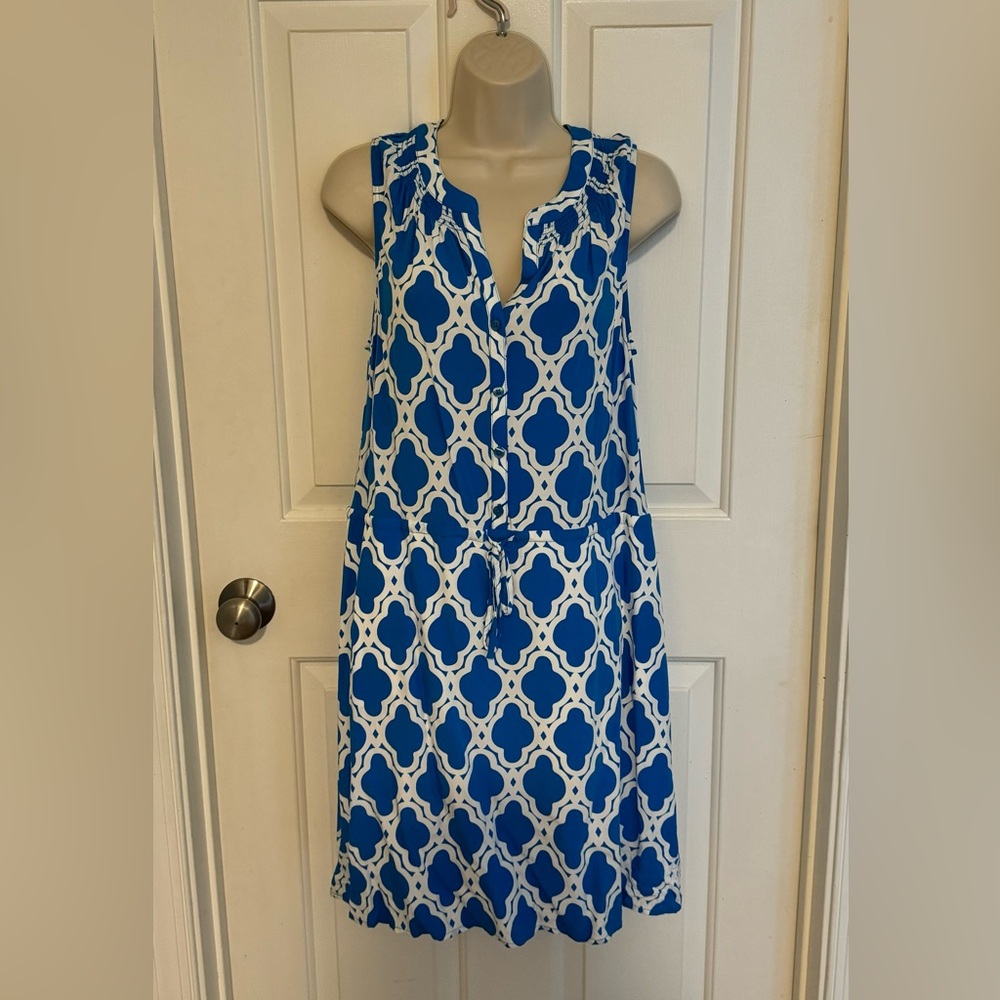 Crown & Ivy Blue and White Sleeveless Dress